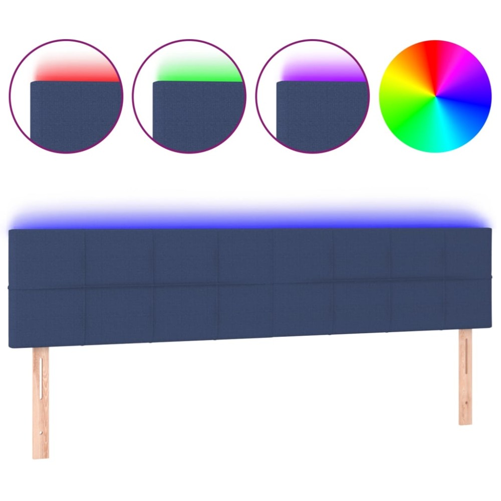 vidaXL Tăblie de pat cu LED, albastru, 180x5x78/88 cm, textil