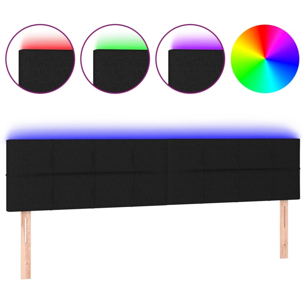 vidaXL Tăblie de pat cu LED, negru, 200x5x78/88 cm, textil