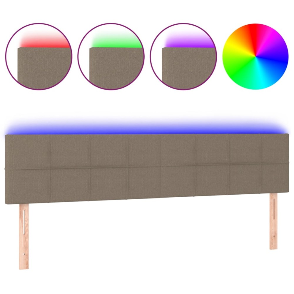 vidaXL Tăblie de pat cu LED, gri taupe, 200x5x78/88 cm, textil