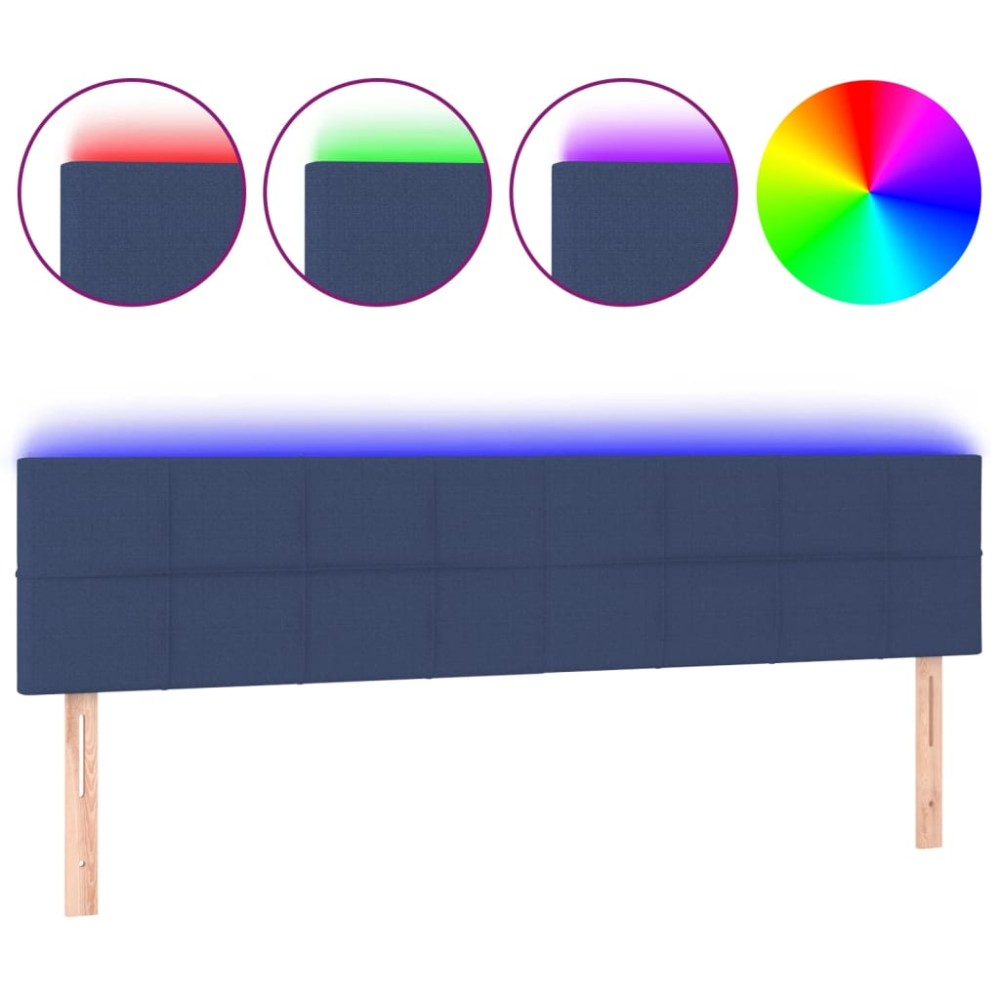 vidaXL Tăblie de pat cu LED, albastru, 200x5x78/88 cm, textil