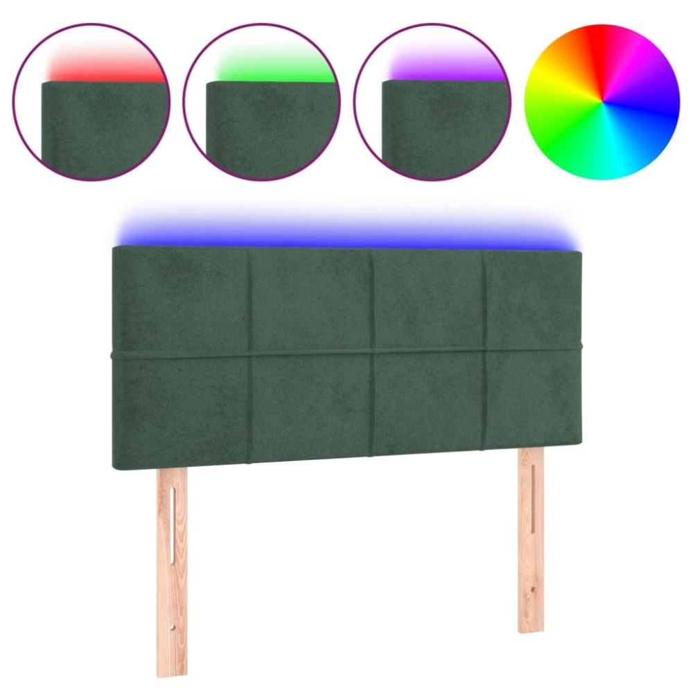 vidaXL Tăblie de pat cu LED, verde închis, 80x5x78/88 cm, catifea