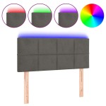 vidaXL Tăblie de pat cu LED, gri închis, 90x5x78/88 cm, catifea