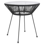 vidaXL Masă de grădină, negru, Ø70x74 cm, sticlă și ratan vidaXL Masă de grădină, negru, Ø70x74 cm, sticlă și ratan