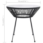 vidaXL Masă de grădină, negru, Ø70x74 cm, sticlă și ratan vidaXL Masă de grădină, negru, Ø70x74 cm, sticlă și ratan