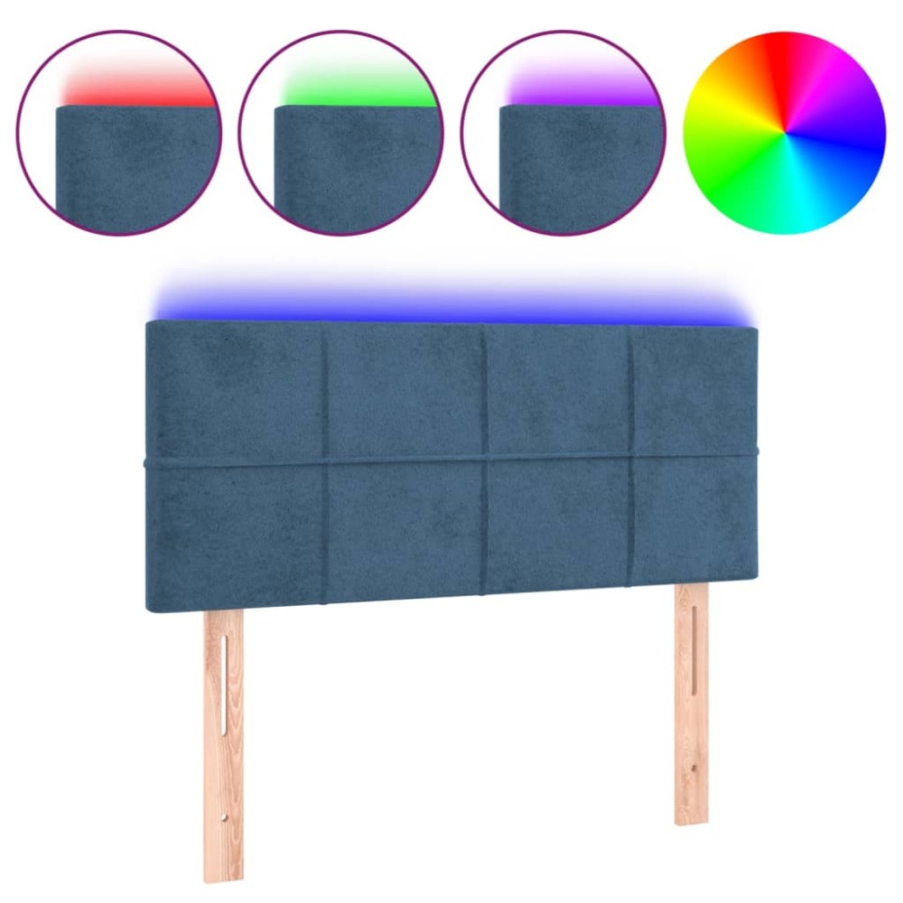vidaXL Tăblie de pat cu LED, albastru închis, 90x5x78/88 cm, catifea