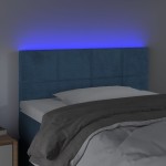 vidaXL Tăblie de pat cu LED, albastru închis, 90x5x78/88 cm, catifea