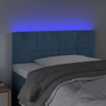 vidaXL Tăblie de pat cu LED, albastru închis, 100x5x78/88 cm, catifea