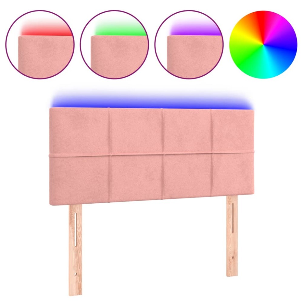 vidaXL Tăblie de pat cu LED, roz, 90x5x78/88 cm, catifea
