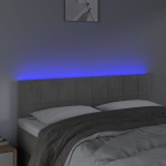 vidaXL Tăblie de pat cu LED, gri deschis, 144x5x78/88 cm, catifea