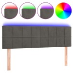 vidaXL Tăblie de pat cu LED, gri închis, 144x5x78/88 cm, catifea