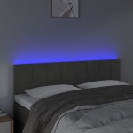 vidaXL Tăblie de pat cu LED, gri închis, 144x5x78/88 cm, catifea