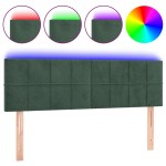 vidaXL Tăblie de pat cu LED, verde închis, 144x5x78/88 cm, catifea