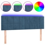 vidaXL Tăblie de pat cu LED, albastru închis, 144x5x78/88 cm, catifea