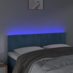 vidaXL Tăblie de pat cu LED, albastru închis, 144x5x78/88 cm, catifea