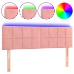 vidaXL Tăblie de pat cu LED, roz, 144x5x78/88 cm, catifea
