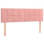 vidaXL Tăblie de pat cu LED, roz, 144x5x78/88 cm, catifea