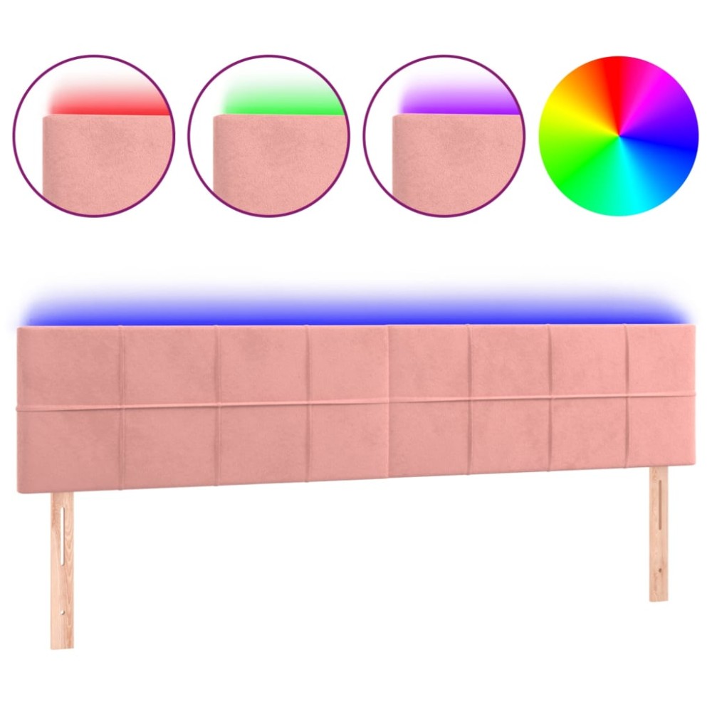 vidaXL Tăblie de pat cu LED, roz, 200x5x78/88 cm, catifea