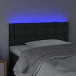 vidaXL Tăblie de pat cu LED, negru, 80x5x78/88 cm, piele ecologică
