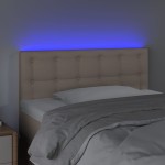 vidaXL Tăblie de pat cu LED, cappuccino, 80x5x78/88cm, piele ecologică