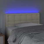 vidaXL Tăblie de pat cu LED, crem, 90x5x78/88 cm, piele ecologică vidaXL Tăblie de pat cu LED, crem, 90x5x78/88 cm, piele ecologică