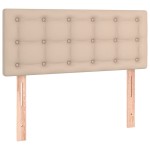 vidaXL Tăblie de pat cu LED, cappuccino, 90x5x78/88cm, piele ecologică