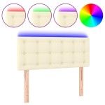 vidaXL Tăblie de pat cu LED, crem, 100x5x78/88 cm, piele ecologică vidaXL Tăblie de pat cu LED, crem, 100x5x78/88 cm, piele ecologică