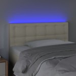 vidaXL Tăblie de pat cu LED, crem, 100x5x78/88 cm, piele ecologică vidaXL Tăblie de pat cu LED, crem, 100x5x78/88 cm, piele ecologică