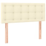 vidaXL Tăblie de pat cu LED, crem, 100x5x78/88 cm, piele ecologică vidaXL Tăblie de pat cu LED, crem, 100x5x78/88 cm, piele ecologică