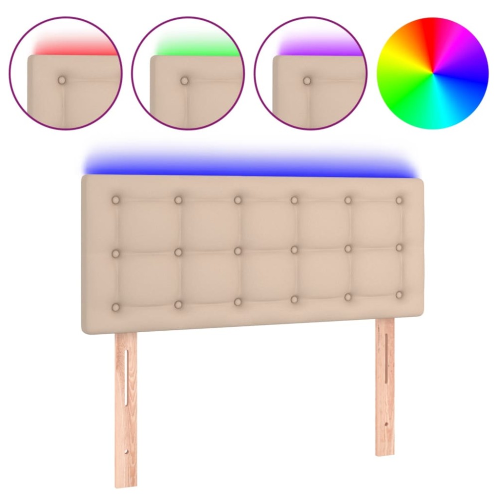 vidaXL Tăblie de pat cu LED cappuccino 100x5x78/88 cm piele ecologică