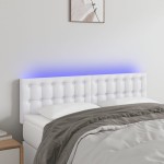 vidaXL Tăblie de pat cu LED, alb, 144x5x78/88 cm, piele ecologică vidaXL Tăblie de pat cu LED, alb, 144x5x78/88 cm, piele ecologică
