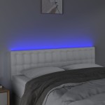 vidaXL Tăblie de pat cu LED, alb, 144x5x78/88 cm, piele ecologică vidaXL Tăblie de pat cu LED, alb, 144x5x78/88 cm, piele ecologică