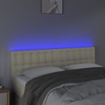 vidaXL Tăblie de pat cu LED, crem, 144x5x78/88 cm, piele ecologică
