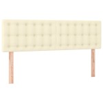 vidaXL Tăblie de pat cu LED, crem, 144x5x78/88 cm, piele ecologică