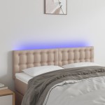 vidaXL Tăblie de pat cu LED cappuccino 144x5x78/88 cm piele ecologică vidaXL Tăblie de pat cu LED cappuccino 144x5x78/88 cm piele ecologică