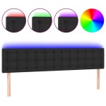 vidaXL Tăblie de pat cu LED, negru, 180x5x78/88 cm, piele ecologică vidaXL Tăblie de pat cu LED, negru, 180x5x78/88 cm, piele ecologică