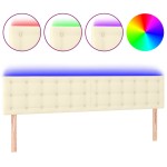 vidaXL Tăblie de pat cu LED, crem, 180x5x78/88 cm, piele ecologică