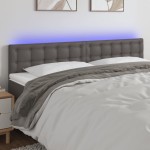 vidaXL Tăblie de pat cu LED, gri, 180x5x78/88 cm, piele ecologică vidaXL Tăblie de pat cu LED, gri, 180x5x78/88 cm, piele ecologică