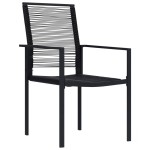 vidaXL Scaune de grădină, 4 buc., negru, ratan PVC vidaXL Scaune de grădină, 4 buc., negru, ratan PVC
