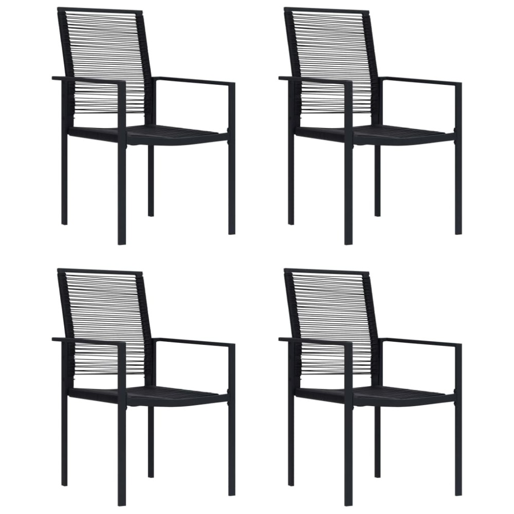 vidaXL Scaune de grădină, 4 buc., negru, ratan PVC