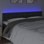 vidaXL Tăblie de pat cu LED, negru, 200x5x78/88 cm, piele ecologică