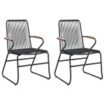 vidaXL Scaune de grădină, 2 buc., negru, 58x59x85,5 cm, ratan PVC