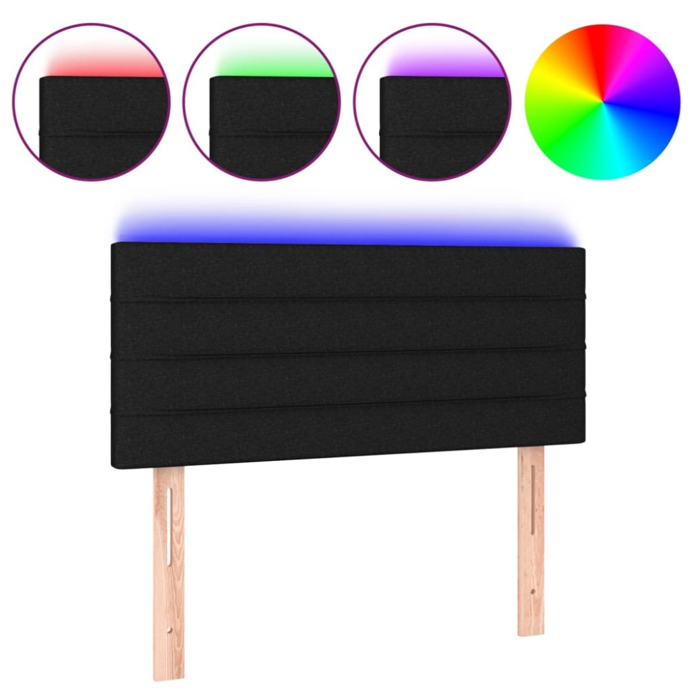 vidaXL Tăblie de pat cu LED, negru, 90x5x78/88 cm, textil