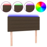 vidaXL Tăblie de pat cu LED, maro închis, 90x5x78/88 cm, textil vidaXL Tăblie de pat cu LED, maro închis, 90x5x78/88 cm, textil