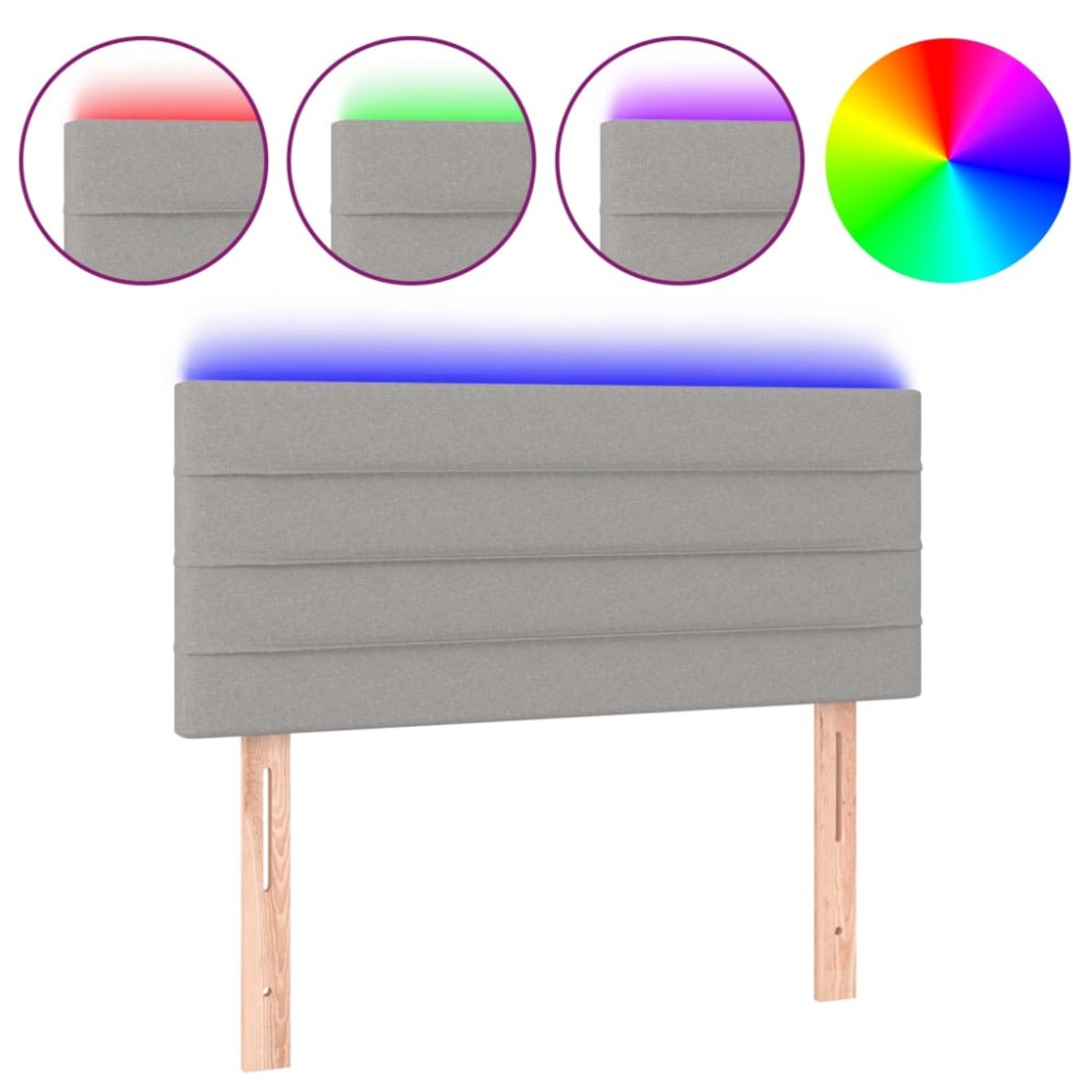 vidaXL Tăblie de pat cu LED, gri deschis, 100x5x78/88 cm, textil