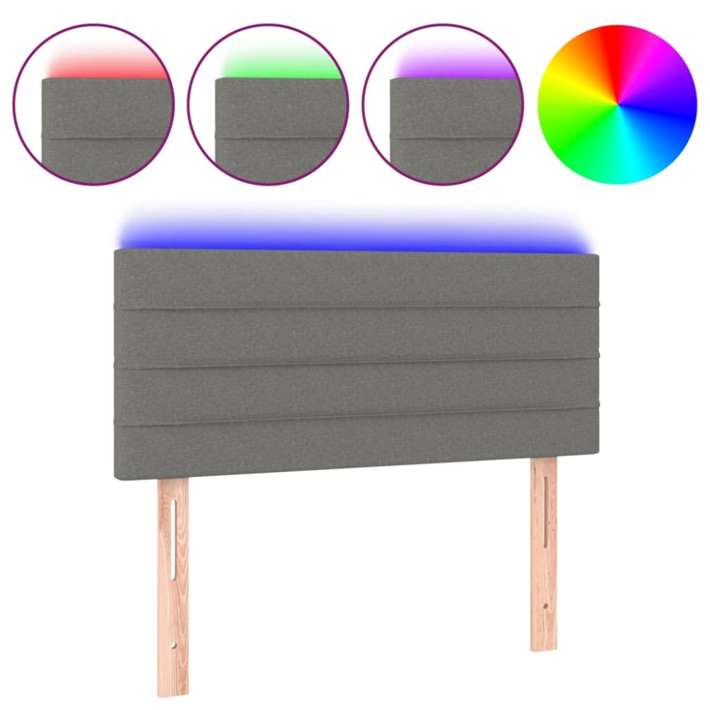 vidaXL Tăblie de pat cu LED, gri închis, 100x5x78/88 cm, textil