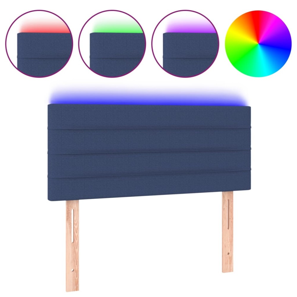 vidaXL Tăblie de pat cu LED, albastru, 100x5x78/88 cm, textil