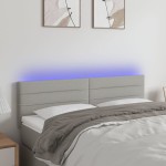 vidaXL Tăblie de pat cu LED, gri deschis, 144x5x78/88 cm, textil