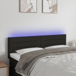 vidaXL Tăblie de pat cu LED, negru, 144x5x78/88 cm, textil vidaXL Tăblie de pat cu LED, negru, 144x5x78/88 cm, textil