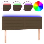 vidaXL Tăblie de pat cu LED, maro închis, 144x5x78/88 cm, textil vidaXL Tăblie de pat cu LED, maro închis, 144x5x78/88 cm, textil