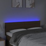vidaXL Tăblie de pat cu LED, maro închis, 144x5x78/88 cm, textil vidaXL Tăblie de pat cu LED, maro închis, 144x5x78/88 cm, textil
